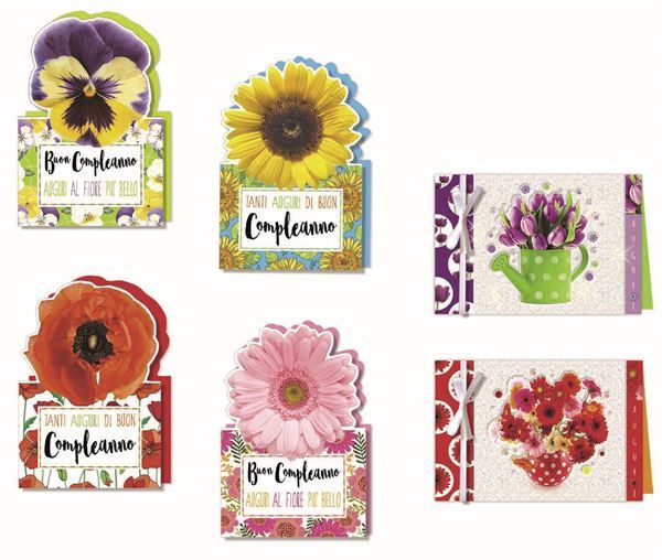 FLORIO CF12 BIGLIETTI COMPLEANNO FIORI ASS