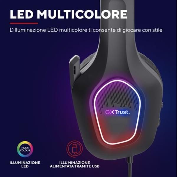 Cuffie e Auricolari - GXT 416 ZIROX CUFFIE GAMING LEGGERE CON ILLUMINAZIONE LED…