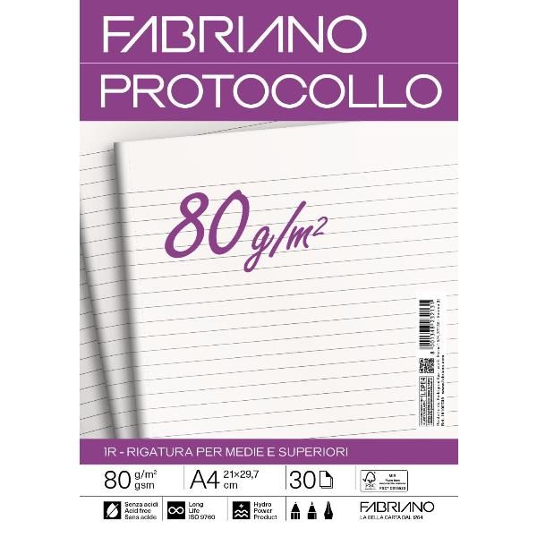 Fabriano CARTA PROTOCOLLO A4 80g 30ff - RIG 1R