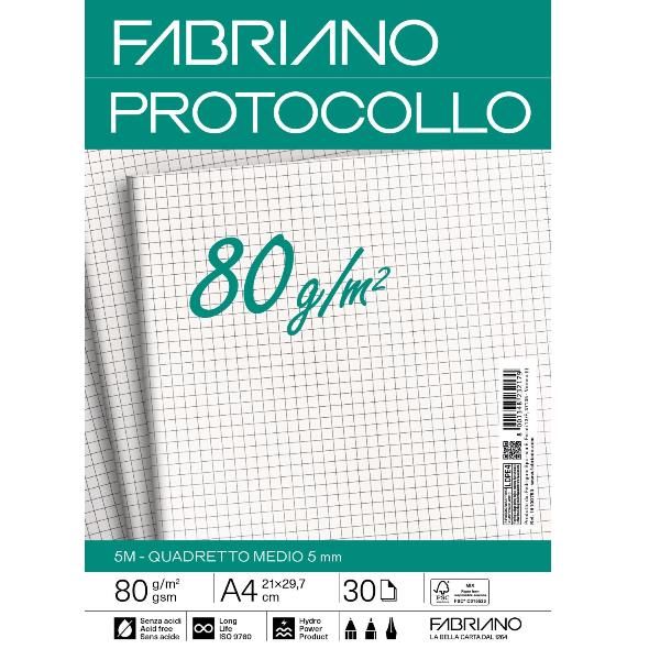 Fabriano CARTA PROTOCOLLO A4 80g 30ff - RIG 5 MM