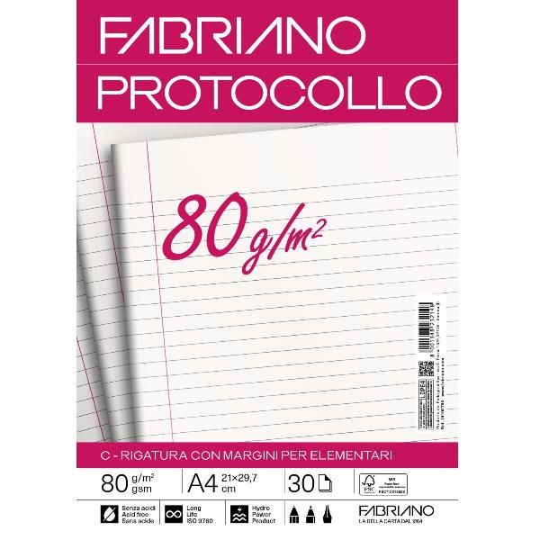 Fabriano CARTA PROTOCOLLO A4 80g 30ff - RIG C