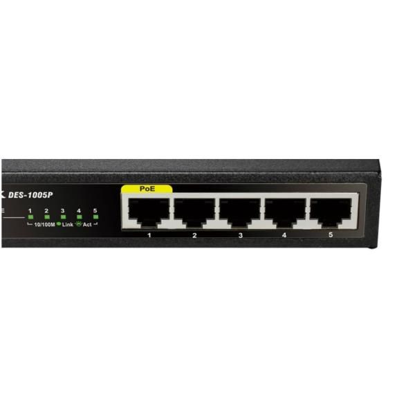 D-Link DES 1005P - Switch - unmanaged - 5 x 10/100 - desktop - PoE