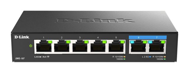D-Link DMS 107 - Switch - unmanaged - 5 x 10/100/1000 + 2 x 2.5GBase-T - deskto…