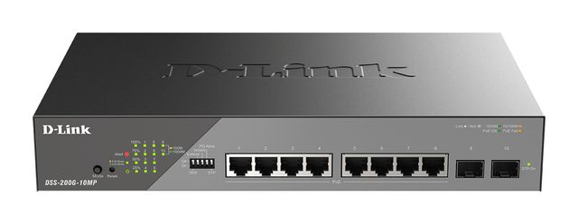 D-Link DSS 200G-10MP - Switch - gestito - 8 x 10/100/1000 (PoE) + 2 x Gigabit S…