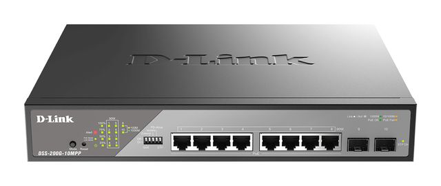 D-Link DSS 200G-10MPP - Switch - gestito - 8 x 10/100/1000 (PoE++) + 2 x Gigabi…