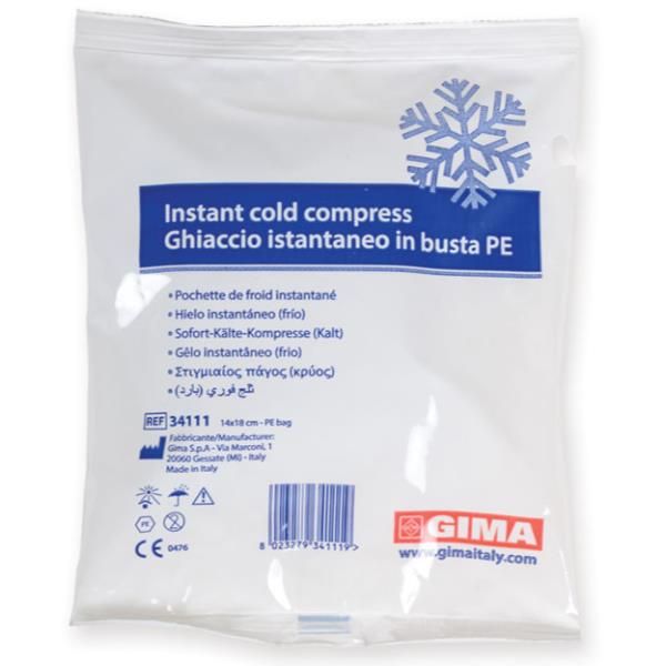 GIMA GHIACCIO ISTANTANEO IN BUSTA PE 14X18 CM CONF 25 Pz.