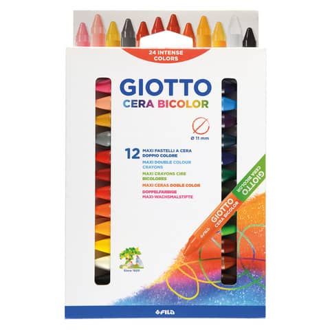 GIOTTO Cera Maxi Bicolor - Pennarello a doppia punta - cera - per tessuto, supe…