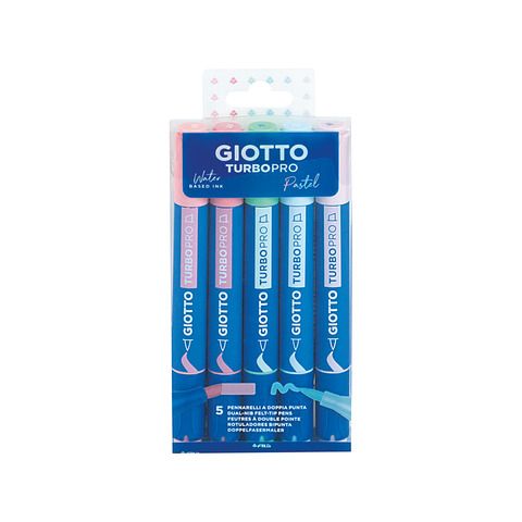 GIOTTO TURBO PRO PENNARELLI A DOPPIA PUNTA COLORI ASSORTITI PASTELLO CONF 5 Pz.