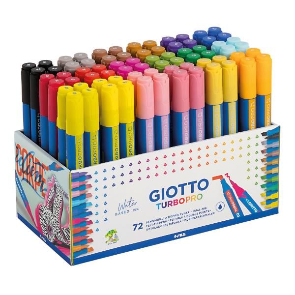 GIOTTO TURBO PRO SCHOOL PACK ESPOSITORE PENNARELLI A DOPPIA PUNTA COLORI ASSORT…