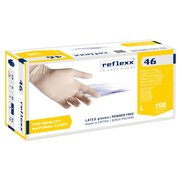 Guanti monouso in lattice senza polvere Reflexx per laboratorio ambidestri - TG…