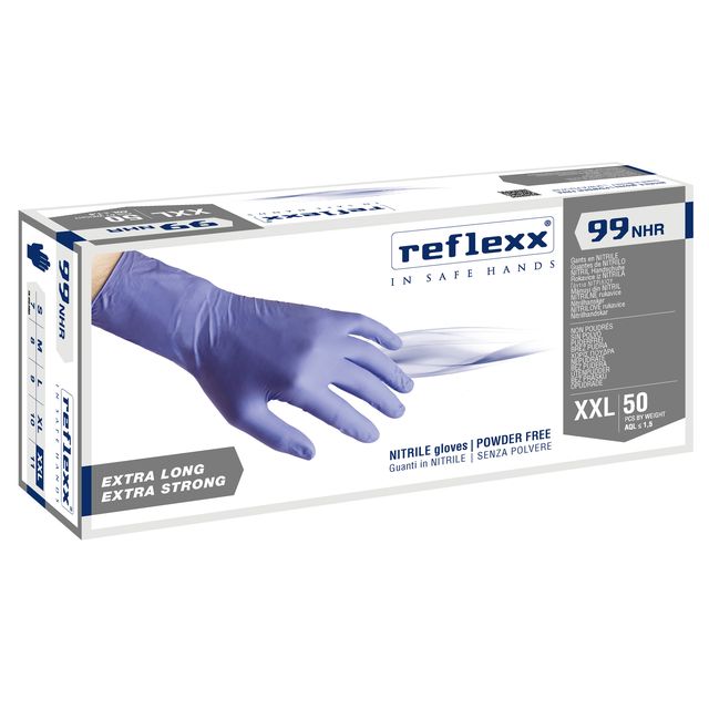Guanti monouso in nitrile senza polvere Reflexx per uso medicale ambidestri - T…