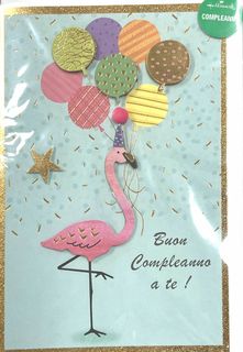 HALLMARK - BIGLIETTI AUGURI 3D PALLONCINI COLORATI - FENICOTTERO 129299