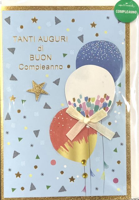 HALLMARK - BIGLIETTI AUGURI 3D PALLONCINI COLORATI - SFONDO CELESTE 129302