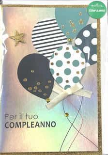 HALLMARK - BIGLIETTI AUGURI 3D PALLONCINI COLORATI - SFONDO CROMATO 129303
