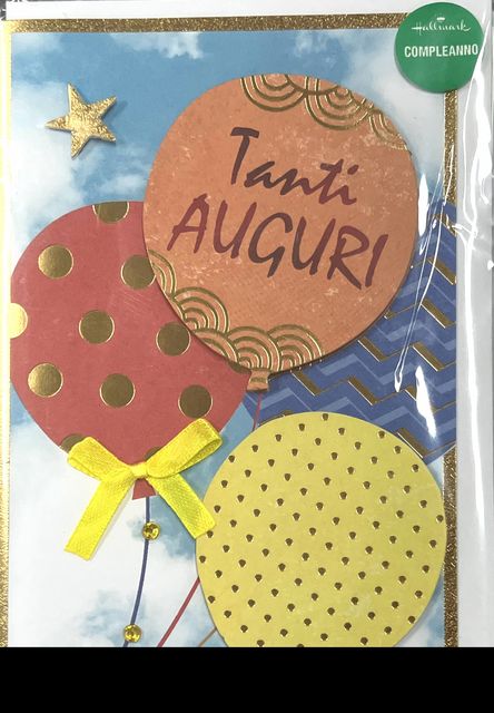 HALLMARK - BIGLIETTI AUGURI 3D PALLONCINI COLORATI - SFONDO NUVOLE 129300