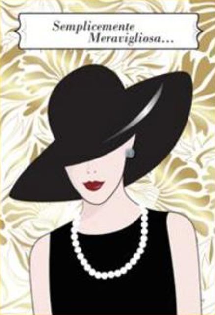 HALLMARK - BIGLIETTI AUGURI EFFETTO ORO ARGENTO OLOGRAFICO DONNA C/CAPPELLO 129…