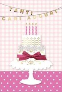 HALLMARK - BIGLIETTI AUGURI EFFETTO ORO ARGENTO OLOGRAFICO TORTA 129914