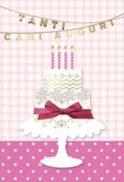HALLMARK - BIGLIETTI AUGURI EFFETTO ORO ARGENTO OLOGRAFICO TORTA 129914