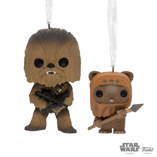 HALLMARK ORNAMENTS - FUNKO BUD CHEWBACCA & WICKET