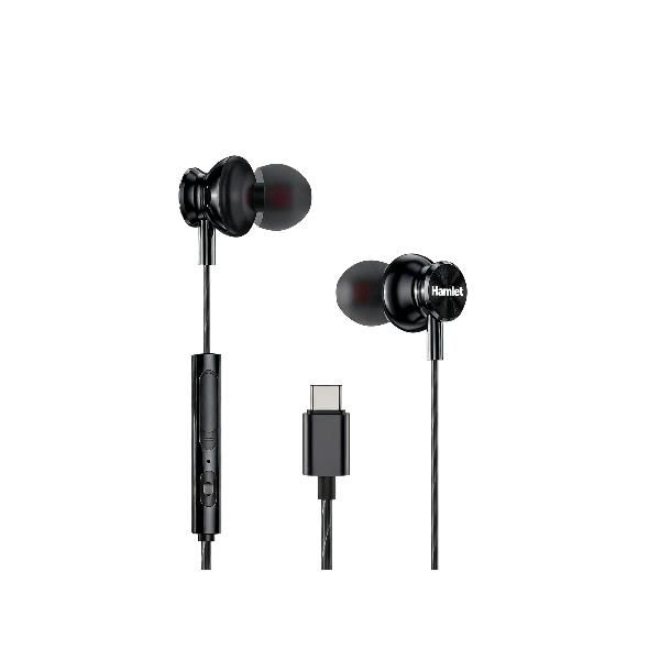 HAMLET AURICOLARI STEREO IN-EAR USB-C CON MICROFONO TELECOMANDO CONTROLLO CHIAM…