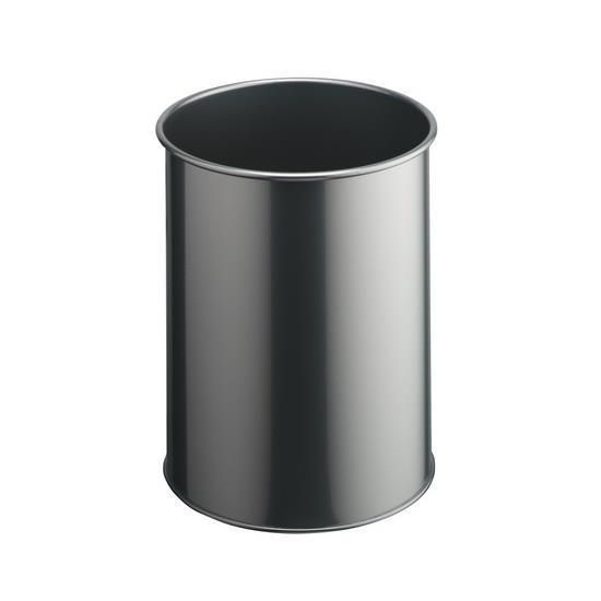 DURABLE - Cestino della spazzatura - rotondo - 15 L - acciaio - nero