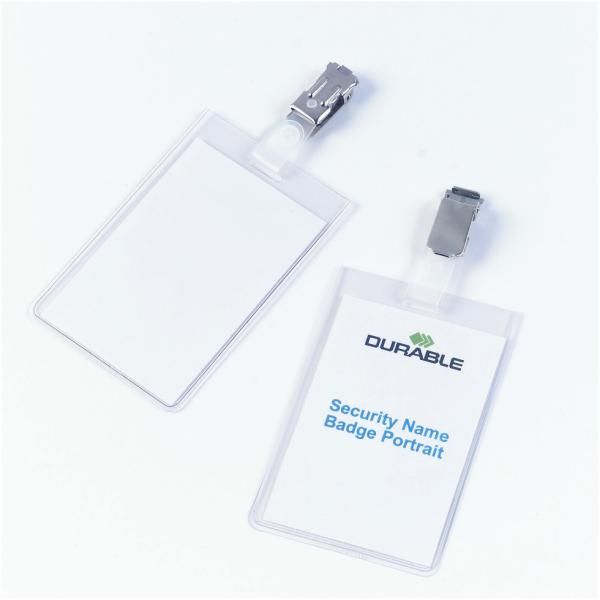 DURABLE - Porta badge - per 90 x 60 mm - clip - trasparente (pacchetto di 25)