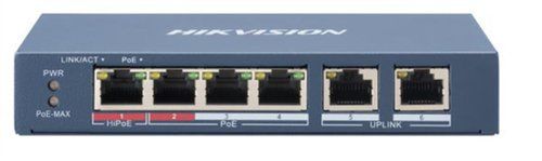 HIKVISION DS-3E0106HP-E SWITCH DI RETE NON GESTITO 4 PORTE LAN 10/100 Mbps RJ45…