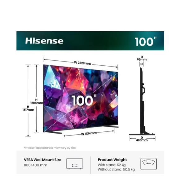 HISENSE 100 E7S PRO QLED 4K UHD SMART 144HZ