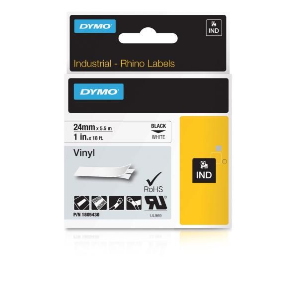 DYMO Rhino Coloured Vinyl - Vinile - nero su bianco - Rotolo (2,54 cm x 5,5 m) …