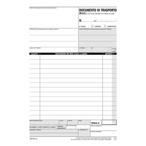 Data Ufficio - Modulo di trasporto - 50 fogli - 148 x 215 mm - duplicato - senz…