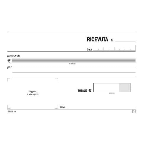 Data Ufficio - Registro delle ricevute di pagamento - 50 fogli - 168 x 100 mm -…