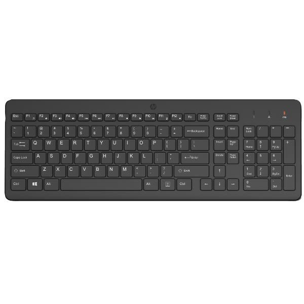 HP 225 TASTIERA WIRELESS 2.4GHz LAYOUT ITALIANO RICEVITORE USB COLORE NERO
