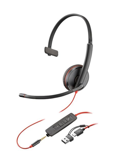 HP Poly Blackwire 3215 Monaural USB-C Headset +3.5mm Plug +USB-C/A Adapter Auri…