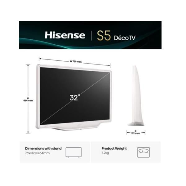 Hisense 32S5Q, 81,3 cm (32?), 1920 x 1080 Pixel, QLED, Smart TV, Wi-Fi, Argento…