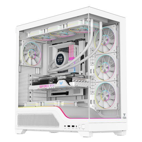 ITEK CASE SHOWBUI WAVE 82W GAMING TOWER ATX 4x12CM ARGB FAN 2xUSB3 TYPE-C DARKE…