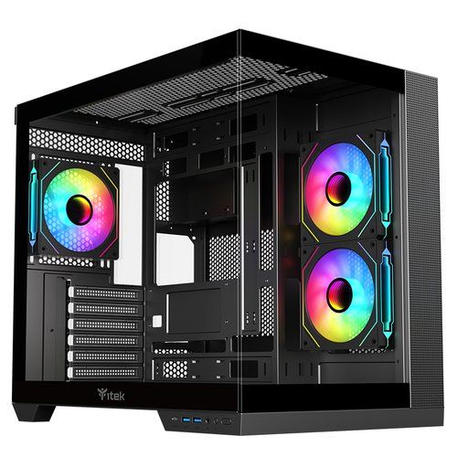 ITEK DARK CAVE DS TOWER GAMING ATX 3 x 12cm ARGB FAN, 2 x USB-C 3.0 PANNELLO FR…