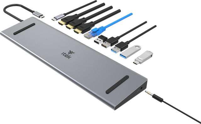 ITEK Docking Station USB-C 11 in 1- 3HDMI + 2USB3 + 2USB2 + 2USB-C + RJ45 + 3.5…