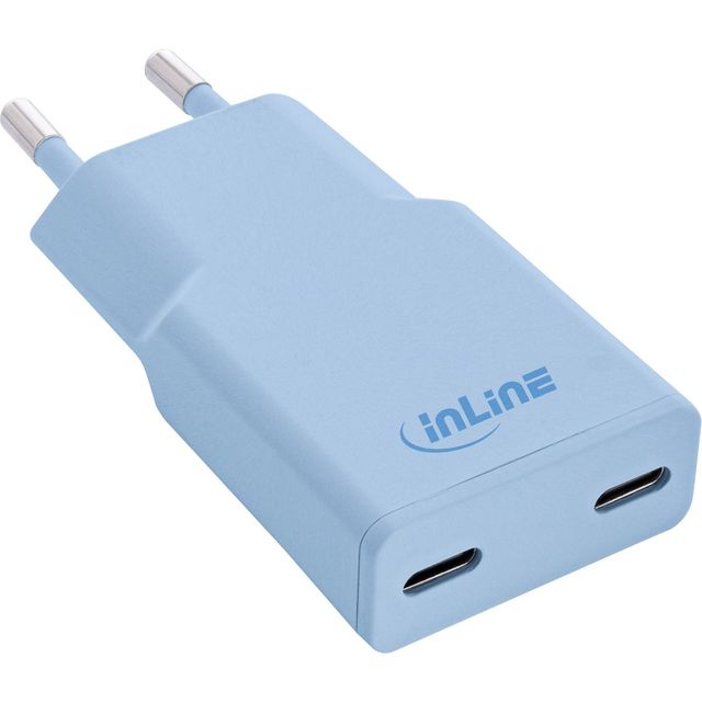 InLine Caricatore USB-C 30W GaN Doppio USB-C PD/PPS - Ice Candy
