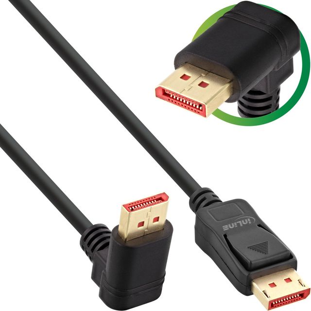 InLine Cavo DisplayPort 8K (UHD-2) angolato verso l'alto, 3m - Nero