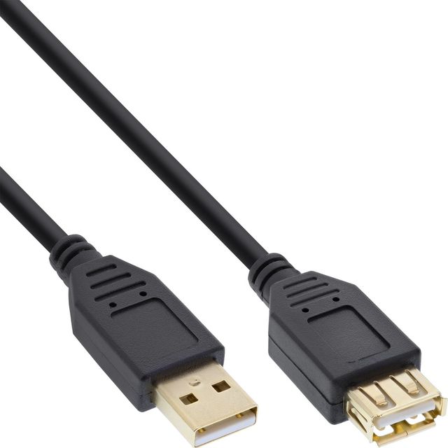 InLine Cavo USB 2.0 M/F Typ-A Nero Dorato - 2m