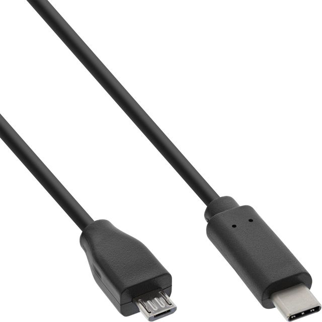 InLine Cavo USB 2.0, Type C maschio a Type B Micro maschio, Nero - 1m