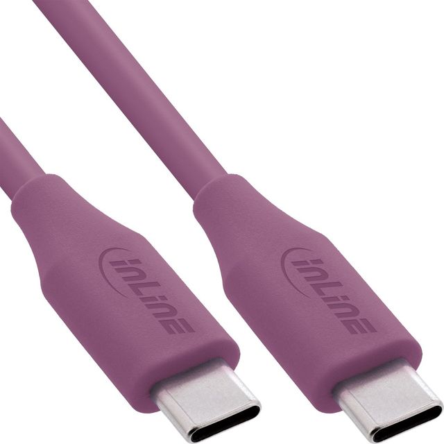 InLine Cavo USB-C 100W - Ricarica rapida PD USB 2.0, silicone flessibile, Berry…
