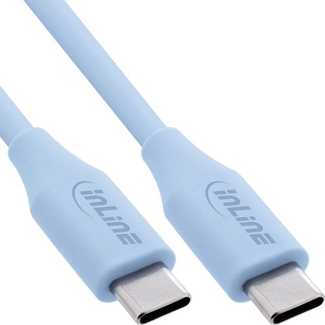 InLine Cavo USB-C 100W - Ricarica rapida PD USB 2.0, silicone flessibile, Ice C…