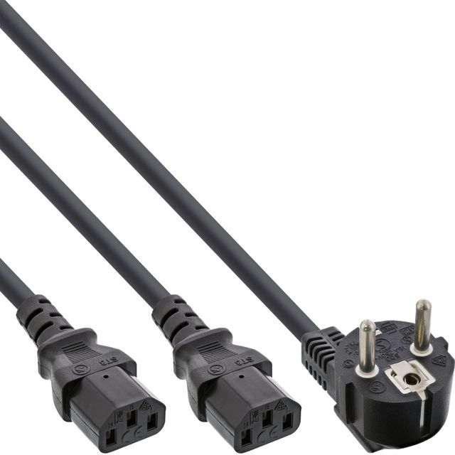 InLine Cavo alimentazione Y da 1x SchuKo a 2x prese IEC - 1,8m