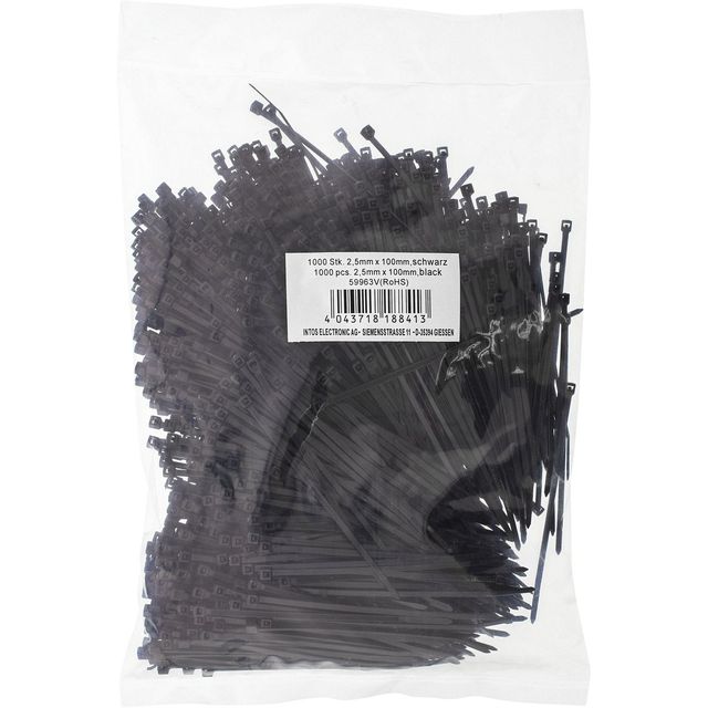 InLine Fascette Fermacavi 100x2.5 mm Kit 1000 Pz - Nero