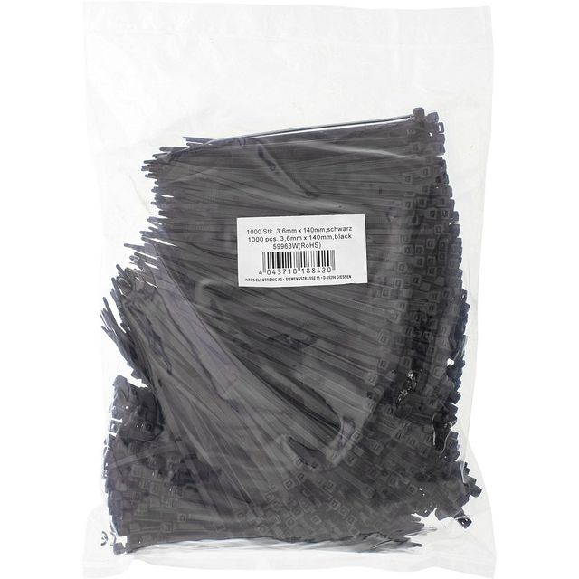 InLine Fascette Fermacavi 140x3.6 mm Kit 1000 Pz - Nero