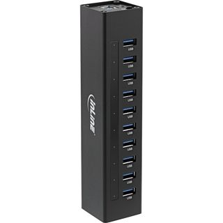 InLine Hub USB 3.2 Gen.1 10 Porte - Corpo in Alluminio Nero con Alimentatore 4A