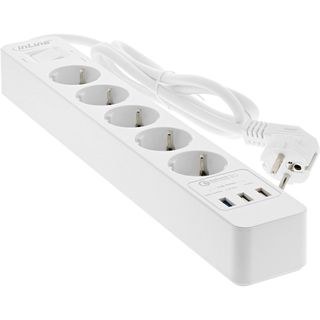 InLine Multipresa 5 prese Shucko, Interruttore di Protezione, 3x USB, cavo 1,5m…