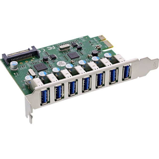 InLine Scheda di interfaccia 7x USB-A 3.2 Gen.1, PCIe, alimentazione SATA