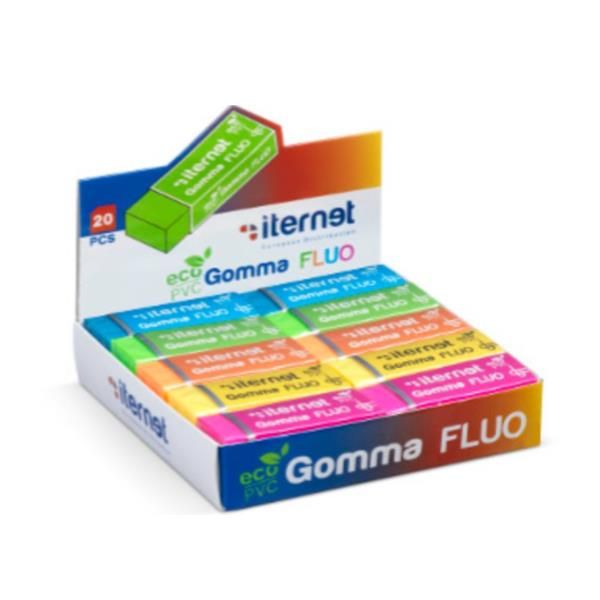 Iternet FLUO - Gomma - giallo, verde, arancione, rosa, blu chiaro - eco-PVC (pa…